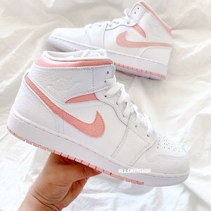Nike air jordan 1 mid custom pastel pink / Ready to ship /